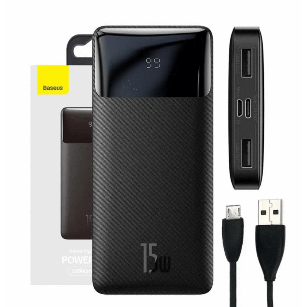 Baseus Bipow 10000mAh 15W - Black Powerbank - Musta - 10000 MAh - 24 Store GmbH