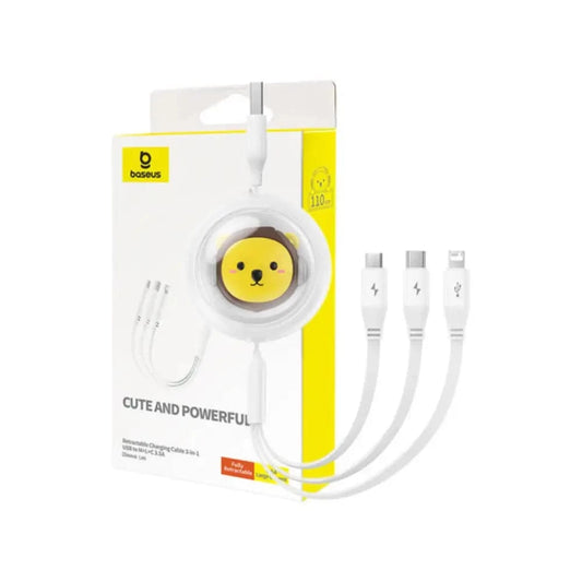 Baseus Charging Cable 3w1 USB to USB-C, USB-M, Lightning 3,5A, 1,1m (weiss) - 24 Store GmbH
