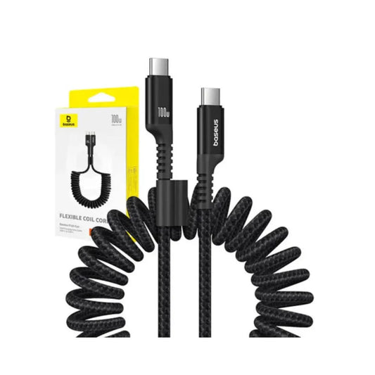 Baseus Fast Charging Cable USB-C to USB-C Fish-Eye - 100watt - 1m Coilled - schwarz - 24 Store GmbH