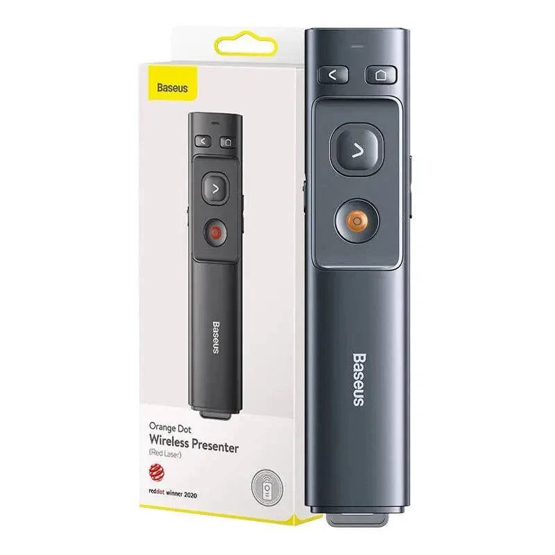 Baseus Orange Dot Multifunktions-Fernbedienung für Präsentationen, mit Laserpointer (grau)