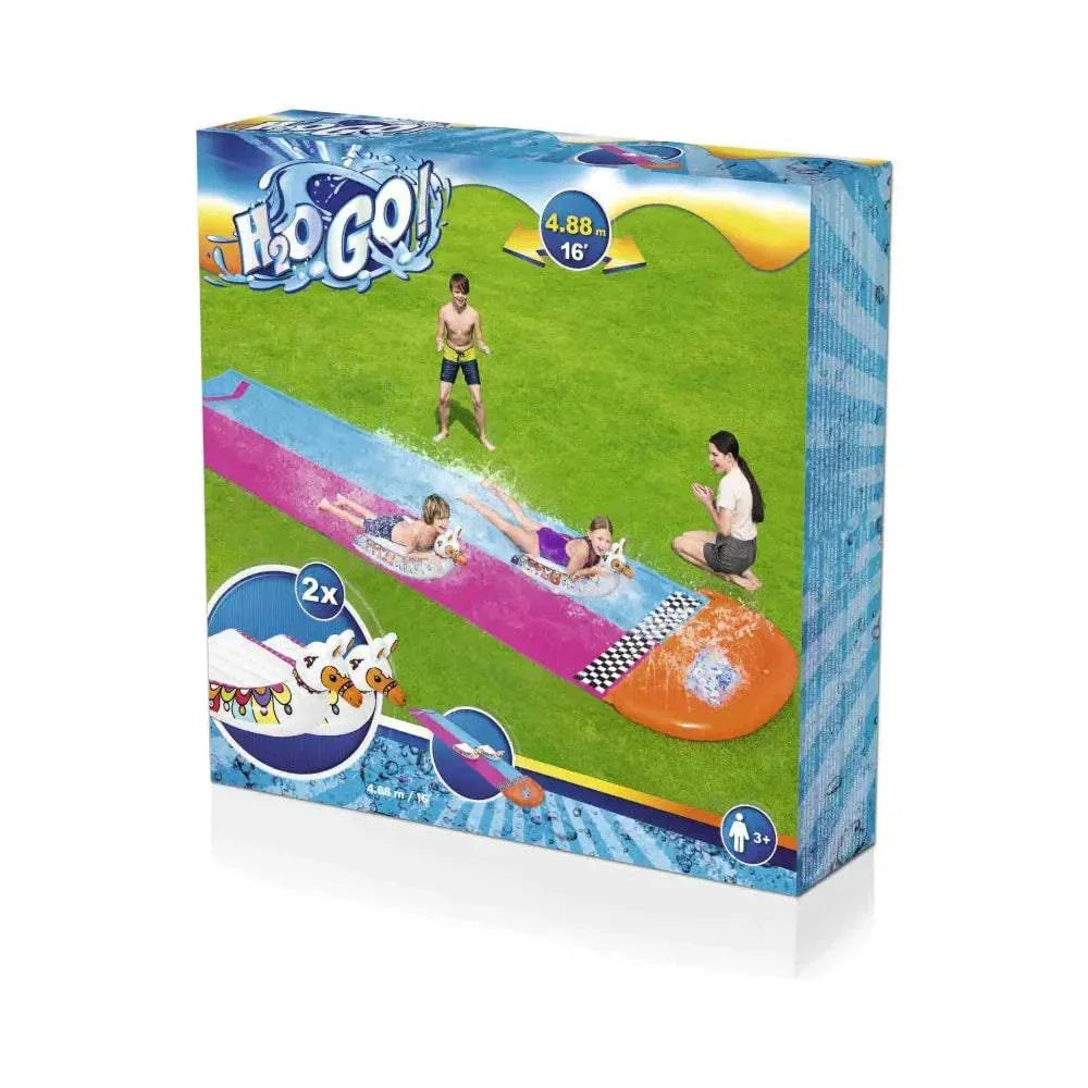 Bestway 2er-Wasserrutsche mit aufblasbaren Lama-Schwimmtieren - 24 Store GmbH
