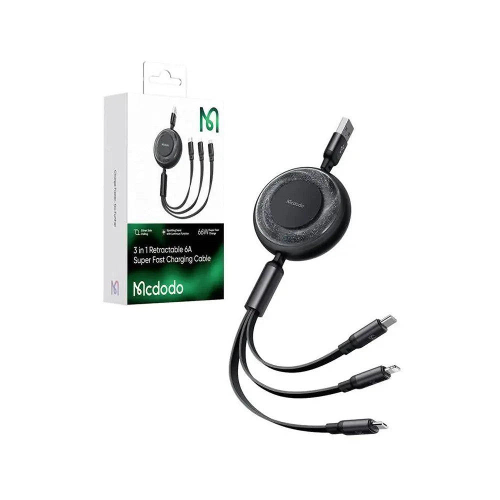 Mcdodo 3-in-1 USB-C to USB-C / Lightning / Micro USB cable, CA-3730, 1.2m (black) - 24 Store GmbH