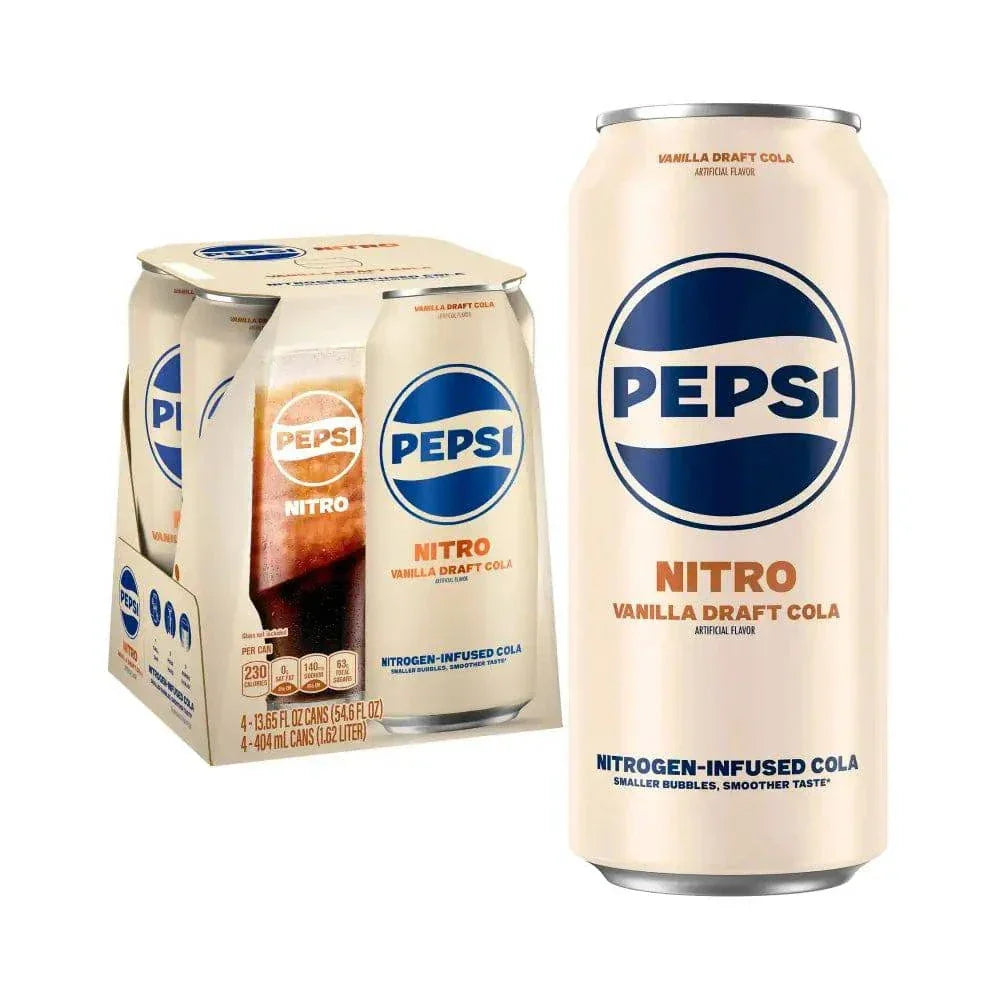 Pepsi Nitro Vanilla Draft Cola | Nitro Cola | Vanillegeschmack | mit Stickstoff angereichert | 4er-Pack