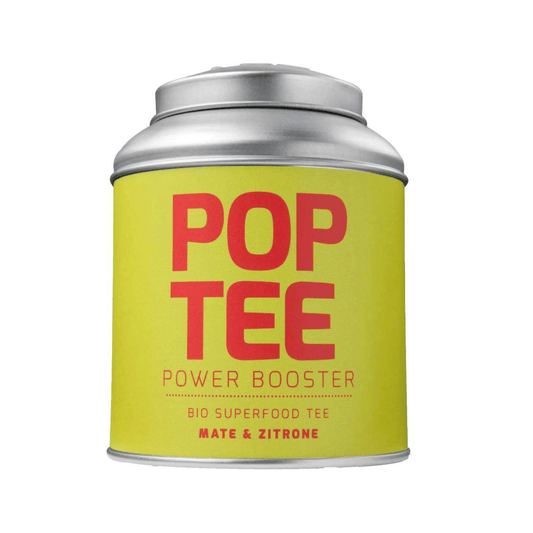 Pop Tee | Bio Superfood Tee | Mate & Zitrone | Dosenverpackung | Power Booster
