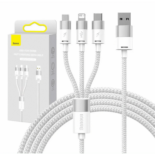 6 Bilder Baseus 3in1 USB cable StarSpeed Series USB-C + Micro + Lightning 3,5A 1.2m (White)