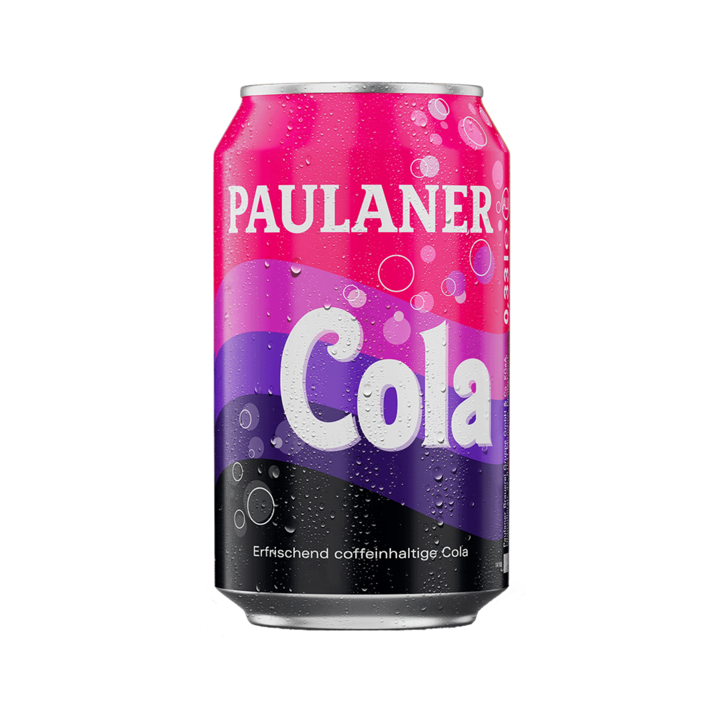 Paulaner Cola | erfrischend | koffeinhaltige Cola | rosa und lila Dose mit Sprudel