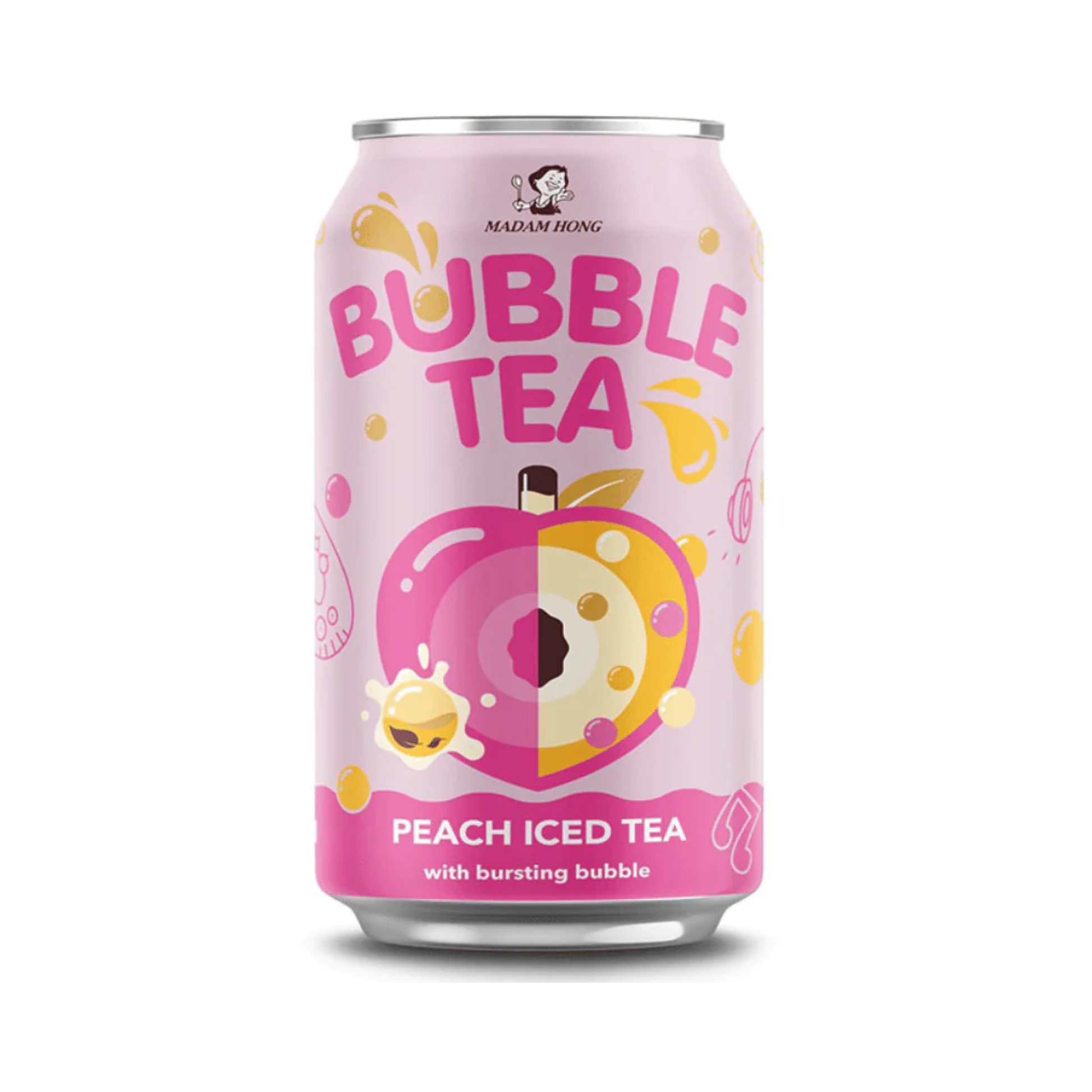 Bubble Tea | Madam Hong | Pfirsich Eistee | Dose mit platzenden Blasen | rosa Verpackung