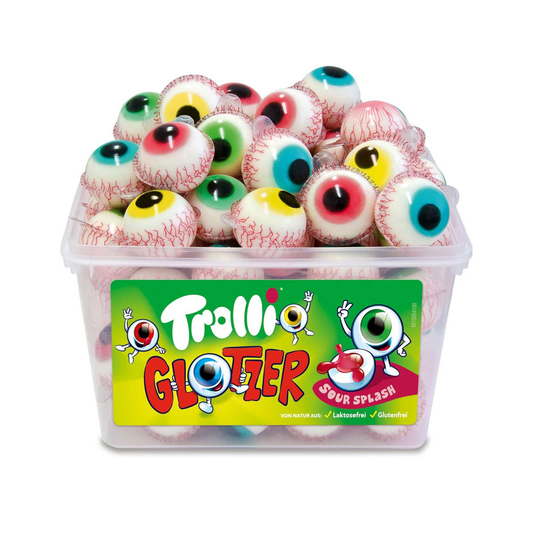 Trolli Glotzer Schaumzucker-Gummibonbon mit Super Saure Füllung 1 Stück