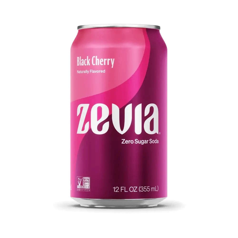 Zevia Zero Sugar 0 Calorie Black Cherry Soda Pop 12 Fl Oz 8 Pack Cans